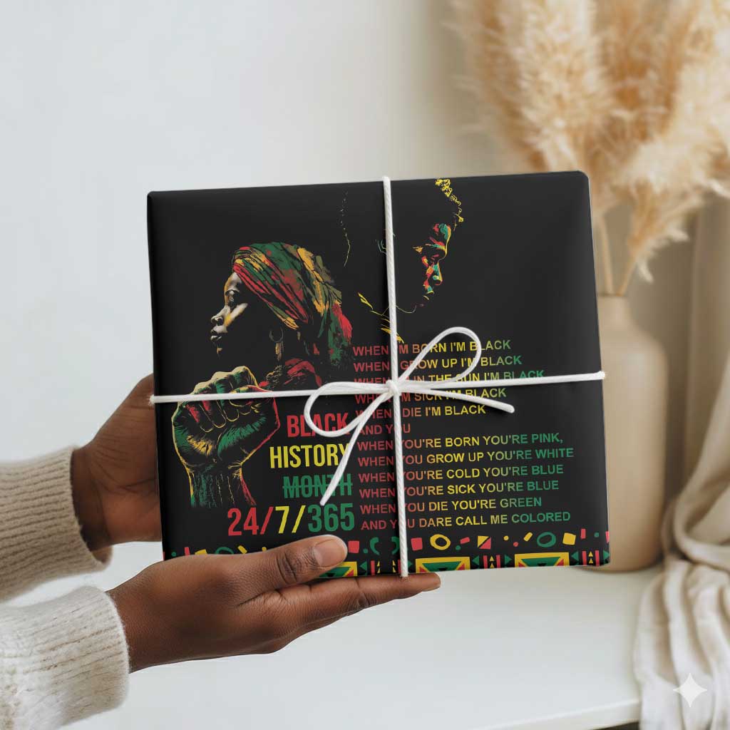 When I'm Born I'm Black Wrapping Paper Black History Black Month - African Pride