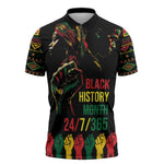 When I'm Born I'm Black Zipper Polo Shirt Black History Black Month