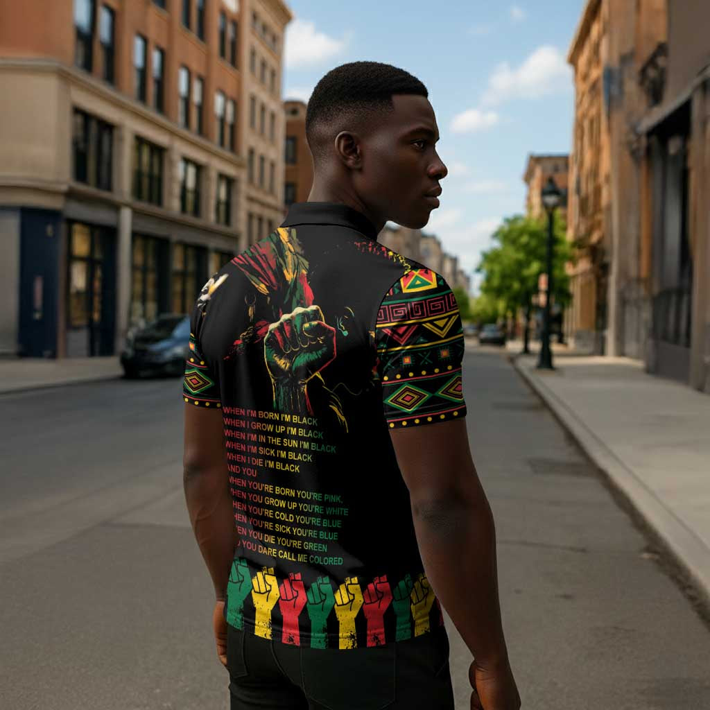 When I'm Born I'm Black Zipper Polo Shirt Black History Black Month