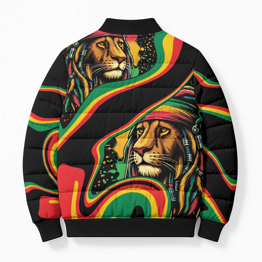 Proud Afro-Jamaicans Rasta Lion Bomber Puffer Jacket Reggae My Soul