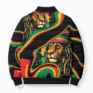 Proud Afro-Jamaicans Rasta Lion Bomber Puffer Jacket Reggae My Soul