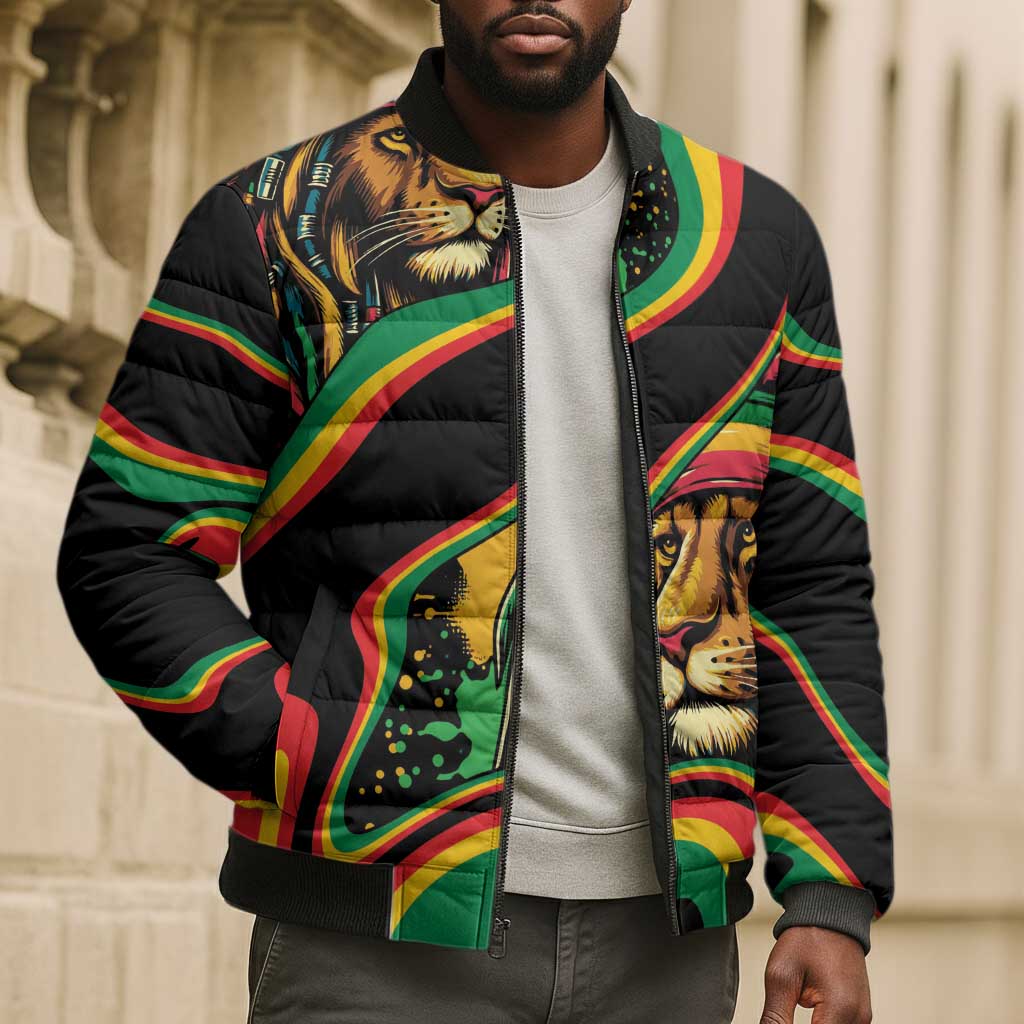 Proud Afro-Jamaicans Rasta Lion Bomber Puffer Jacket Reggae My Soul