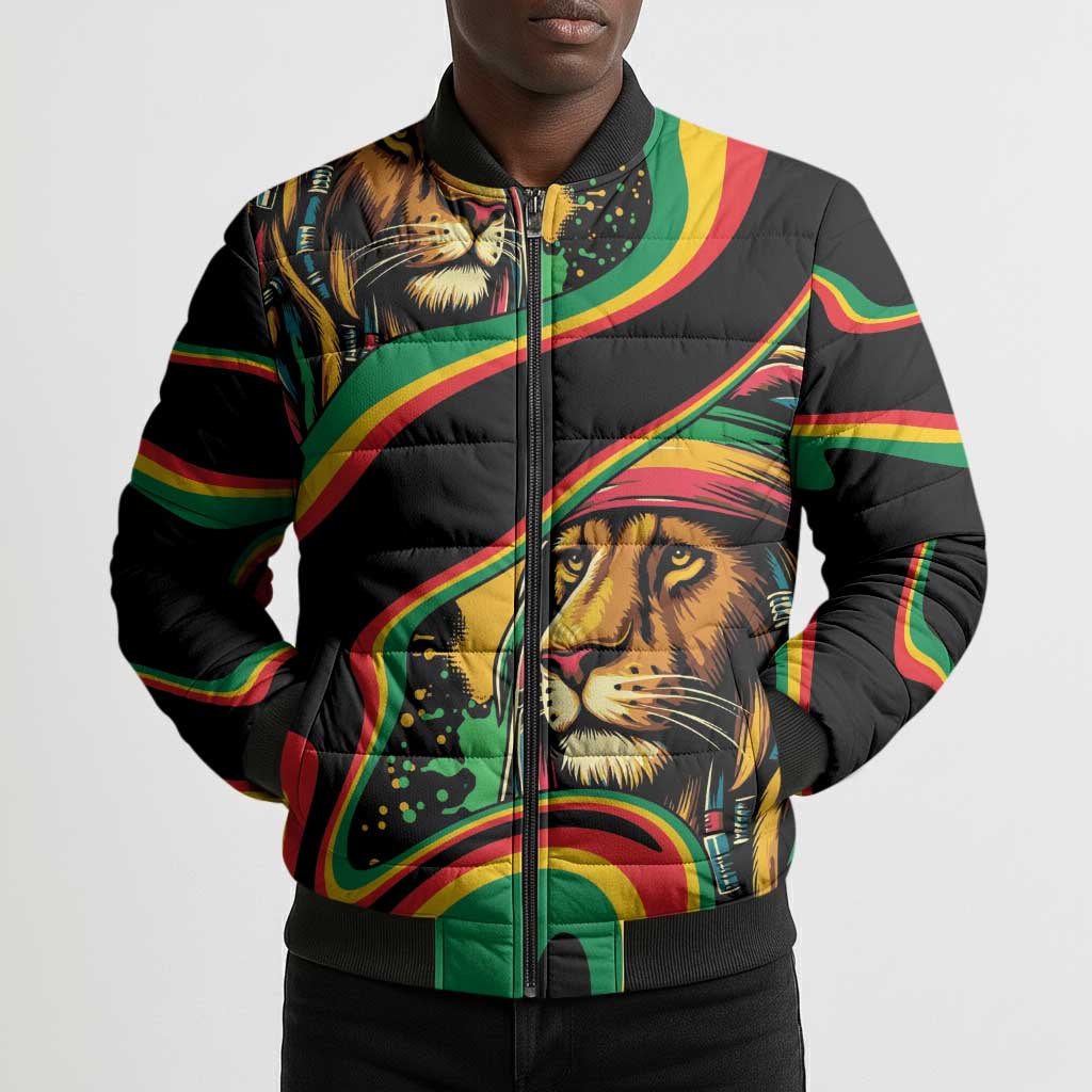 Proud Afro-Jamaicans Rasta Lion Bomber Puffer Jacket Reggae My Soul