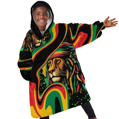 Proud Afro-Jamaicans Rasta Lion Kid Wearable Blanket Hoodie Reggae My Soul