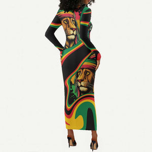 Proud Afro-Jamaicans Rasta Lion Long Sleeve Bodycon Dress Reggae My Soul