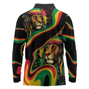 Proud Afro-Jamaicans Rasta Lion Long Sleeve Polo Shirt Reggae My Soul