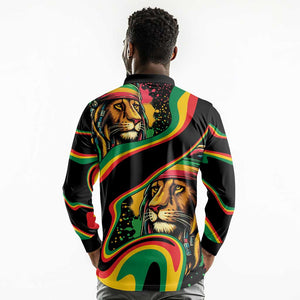 Proud Afro-Jamaicans Rasta Lion Long Sleeve Polo Shirt Reggae My Soul