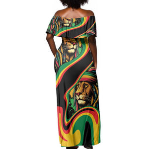 Proud Afro-Jamaicans Rasta Lion Off Shoulder Maxi Dress Reggae My Soul