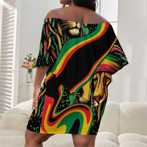 Proud Afro-Jamaicans Rasta Lion Off Shoulder Short Dress Reggae My Soul