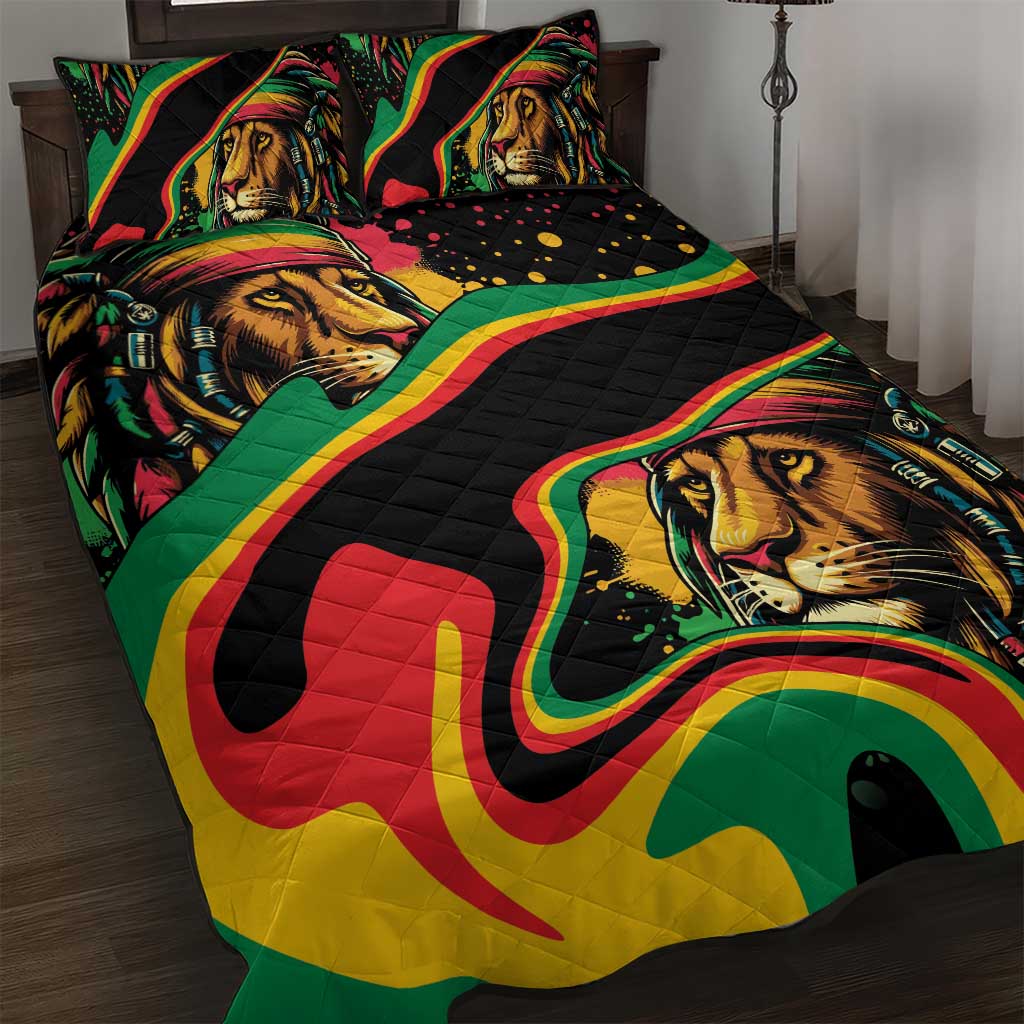 Proud Afro-Jamaicans Rasta Lion Quilt Bed Set Reggae My Soul