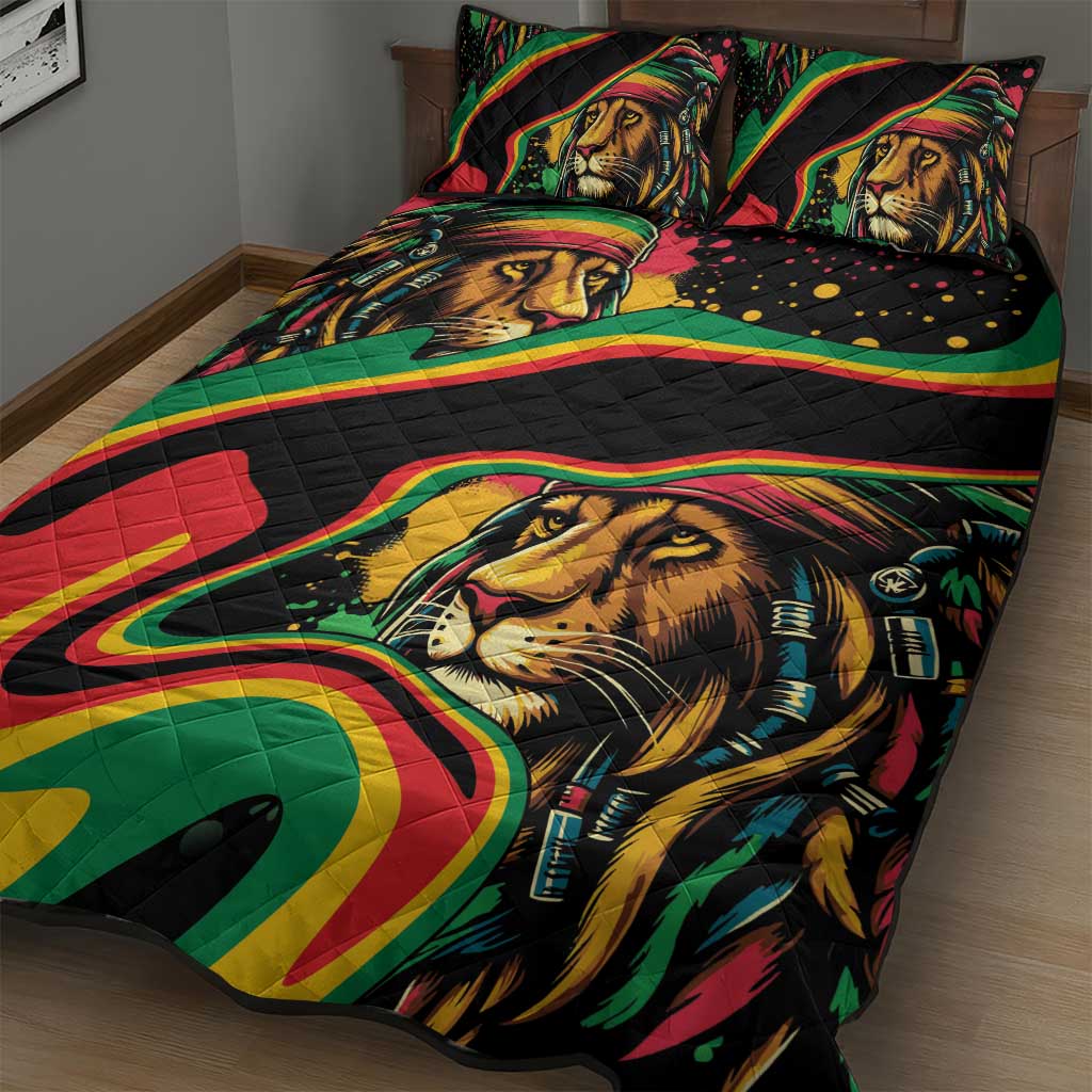 Proud Afro-Jamaicans Rasta Lion Quilt Bed Set Reggae My Soul