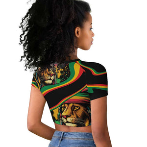 Proud Afro-Jamaicans Rasta Lion Raglan Cropped T shirt Reggae My Soul