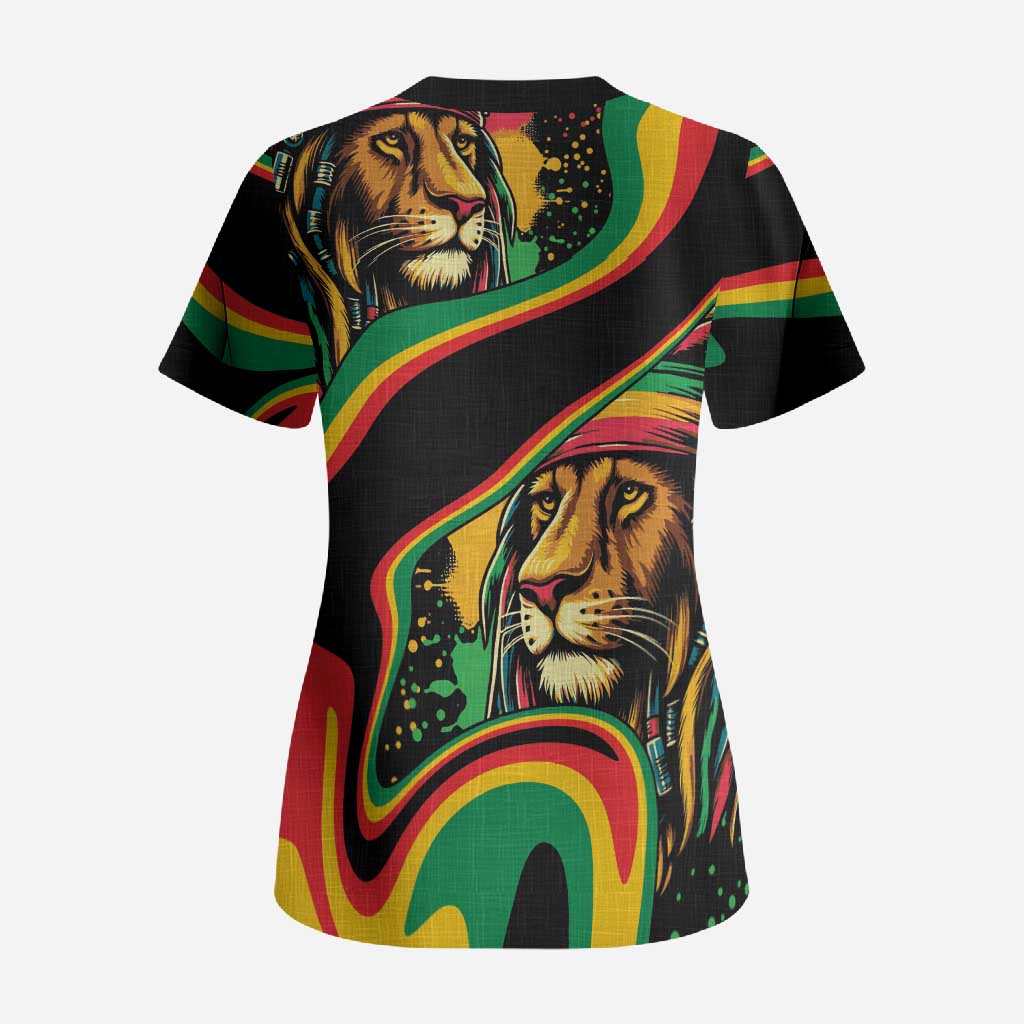 Proud Afro-Jamaicans Rasta Lion Scrub Top Reggae My Soul