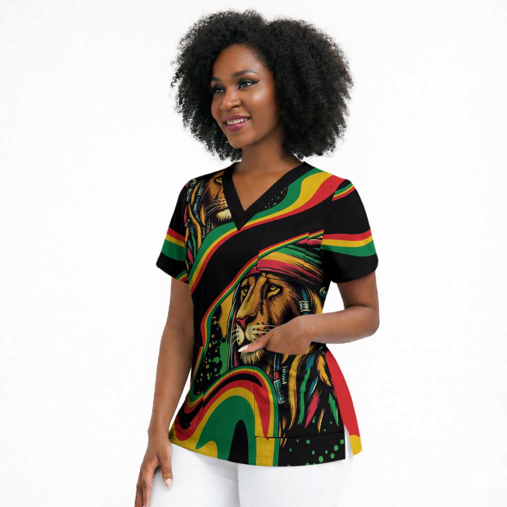 Proud Afro-Jamaicans Rasta Lion Scrub Top Reggae My Soul