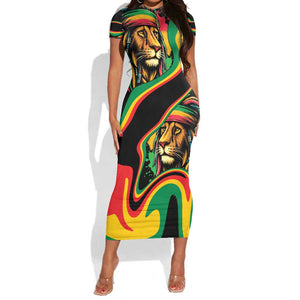 Proud Afro-Jamaicans Rasta Lion Short Sleeve Bodycon Dress Reggae My Soul