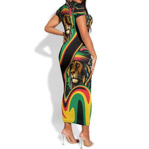 Proud Afro-Jamaicans Rasta Lion Short Sleeve Bodycon Dress Reggae My Soul