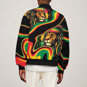 Proud Afro-Jamaicans Rasta Lion Sleeve Zip Bomber Jacket Reggae My Soul