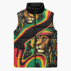 Proud Afro-Jamaicans Rasta Lion Sleeveless Puffer Jacket Reggae My Soul