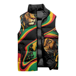 Proud Afro-Jamaicans Rasta Lion Sleeveless Puffer Jacket Reggae My Soul