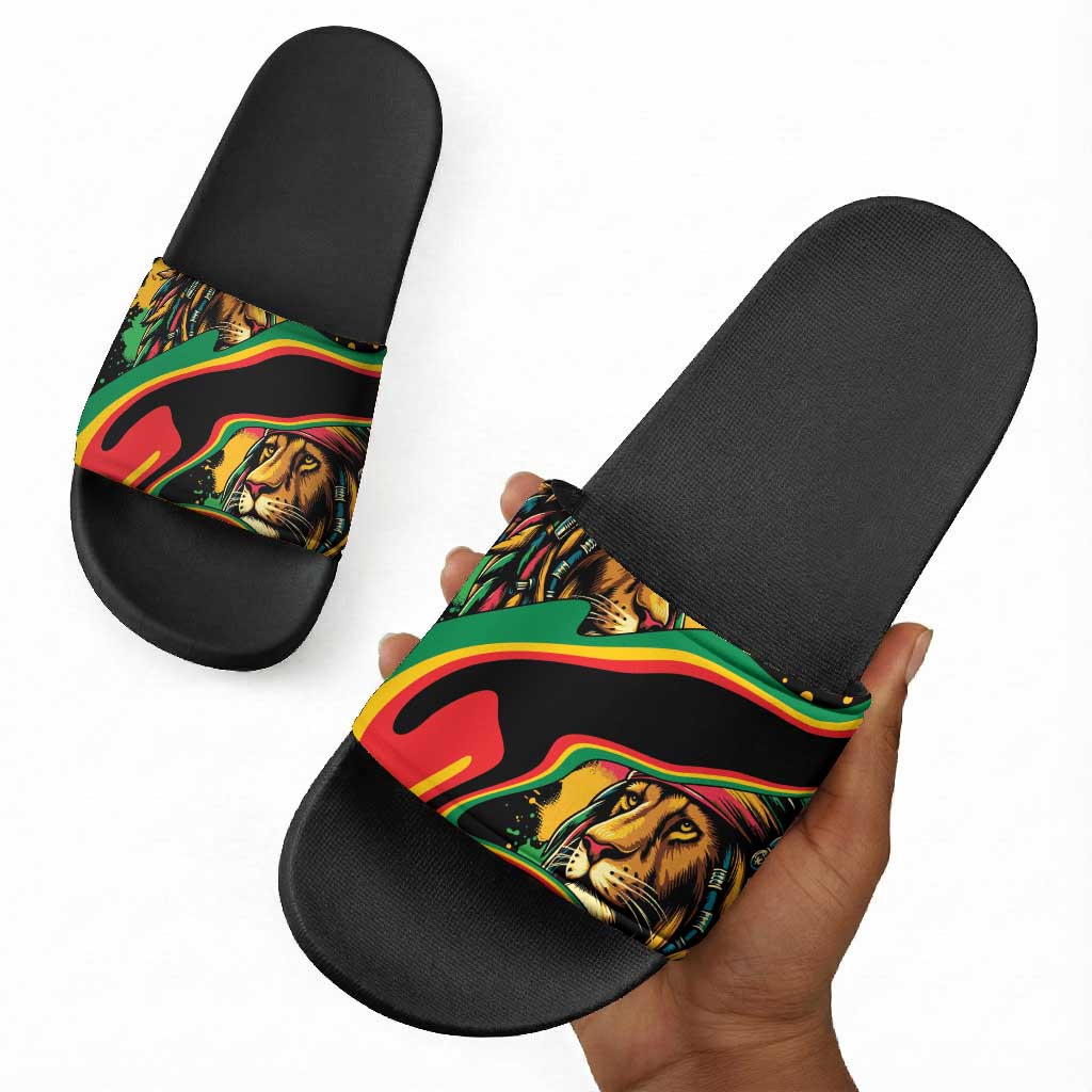 Proud Afro-Jamaicans Rasta Lion Slide Sandals Reggae My Soul