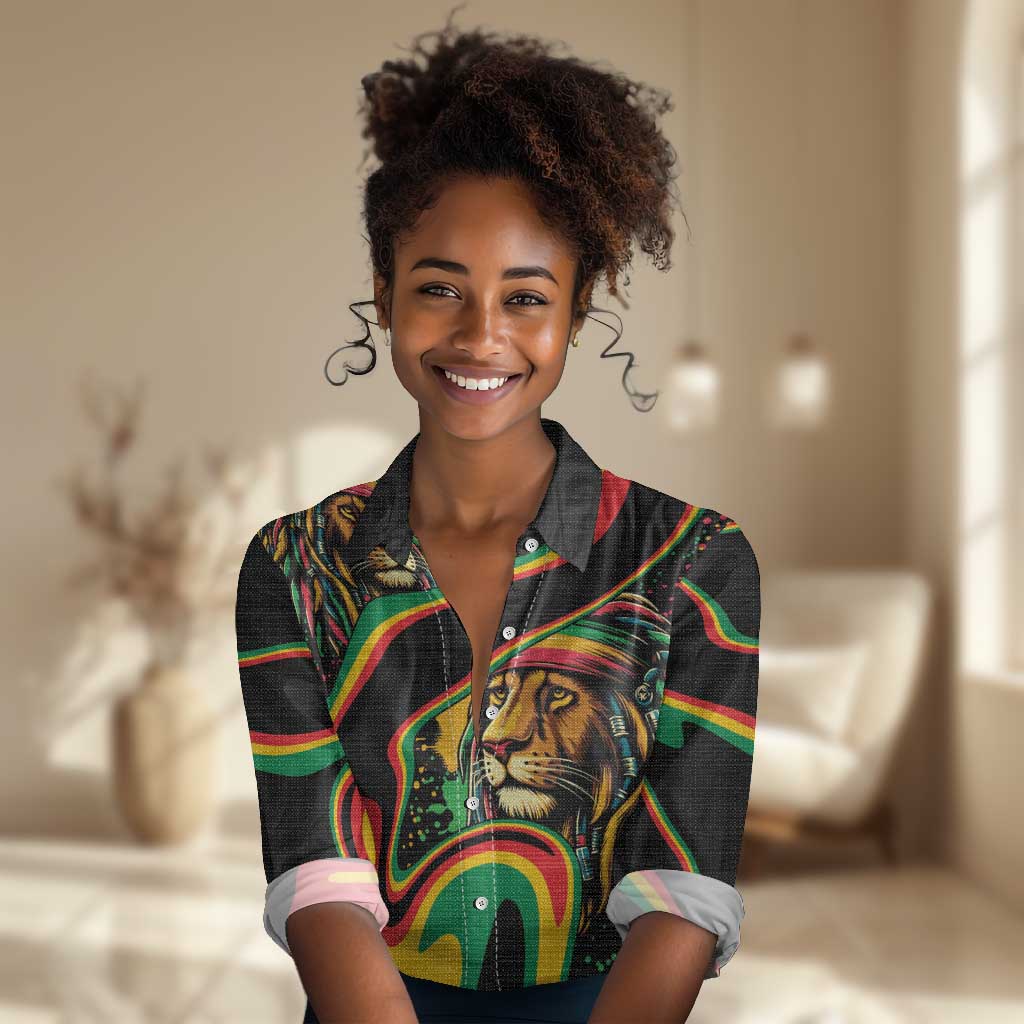 Proud Afro-Jamaicans Rasta Lion Women Casual Shirt Reggae My Soul