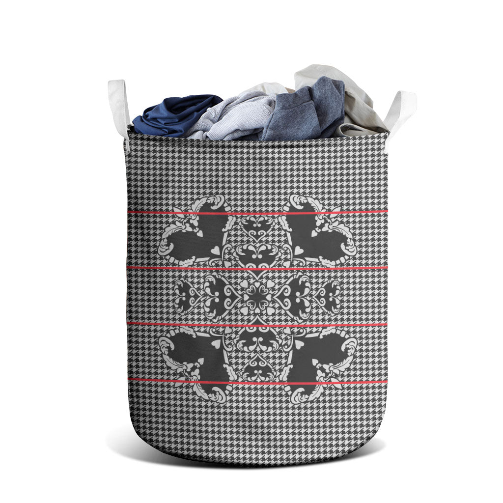 Charcoal Black Hearts Crown Traditional Geometry Laundry Basket Seanamarena Basotho Blanket Inspired