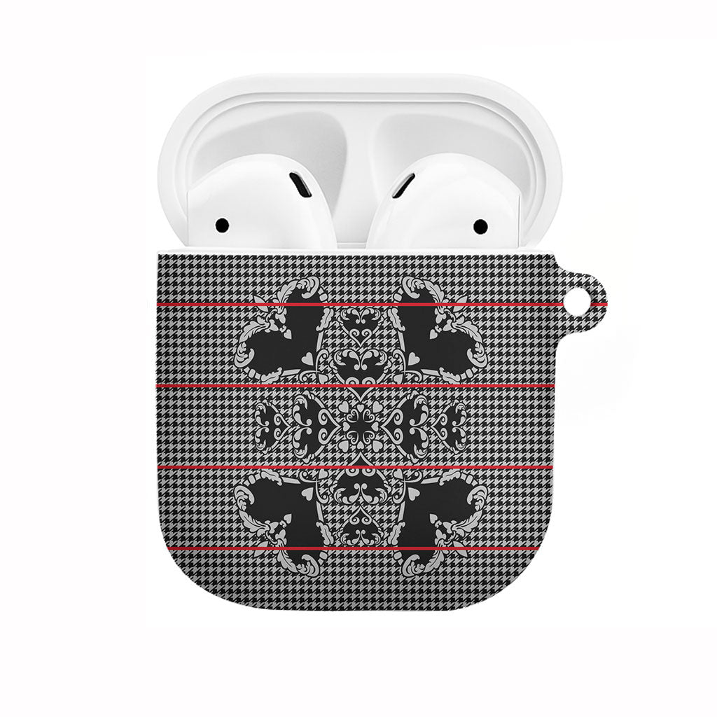 Charcoal Black Hearts Crown Traditional Geometry AirPods Case Seanamarena Basotho Blanket Inspired