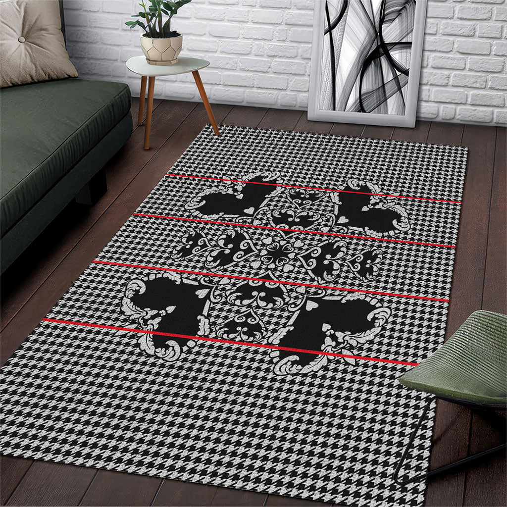 Charcoal Black Hearts Crown Traditional Geometry Area Rug Seanamarena Basotho Blanket Inspired