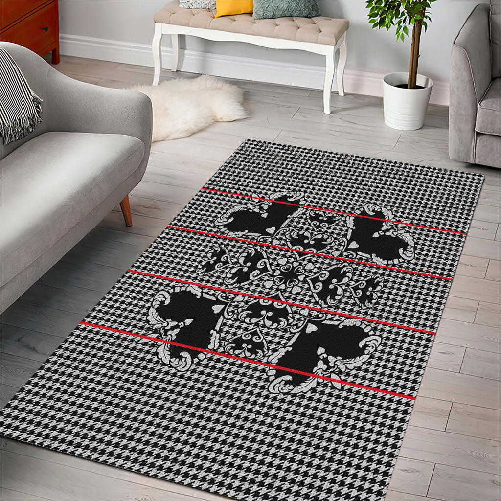 Charcoal Black Hearts Crown Traditional Geometry Area Rug Seanamarena Basotho Blanket Inspired