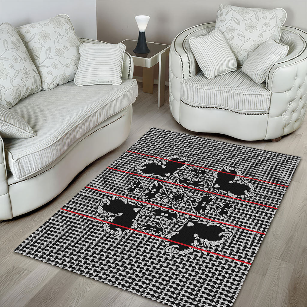 Charcoal Black Hearts Crown Traditional Geometry Area Rug Seanamarena Basotho Blanket Inspired