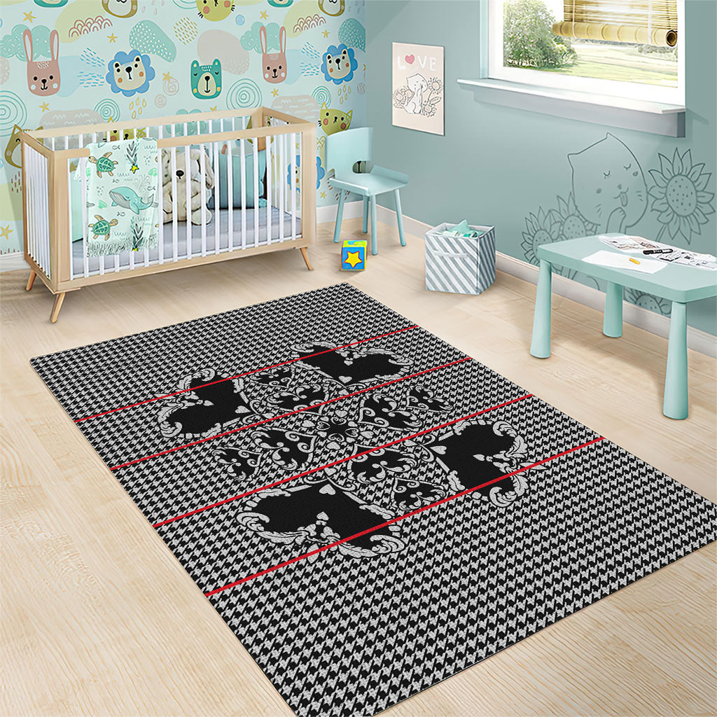 Charcoal Black Hearts Crown Traditional Geometry Area Rug Seanamarena Basotho Blanket Inspired
