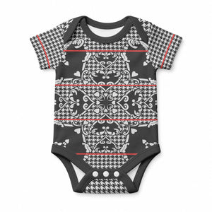 Charcoal Black Hearts Crown Traditional Geometry Baby Onesie Seanamarena Basotho Blanket Inspired