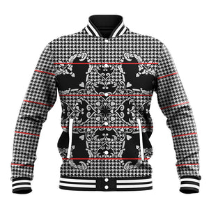 Charcoal Black Hearts Crown Traditional Geometry Baseball Jacket Seanamarena Basotho Blanket Inspired
