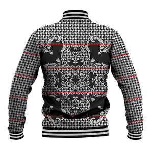Charcoal Black Hearts Crown Traditional Geometry Baseball Jacket Seanamarena Basotho Blanket Inspired