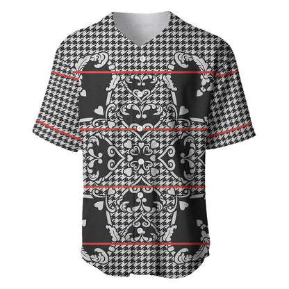 Charcoal Black Hearts Crown Traditional Geometry Baseball Jersey Seanamarena Basotho Blanket Inspired