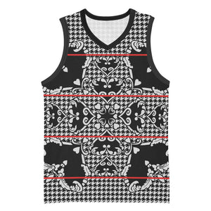 Charcoal Black Hearts Crown Traditional Geometry Basketball Jersey Seanamarena Basotho Blanket Inspired
