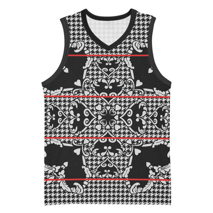 Charcoal Black Hearts Crown Traditional Geometry Basketball Jersey Seanamarena Basotho Blanket Inspired