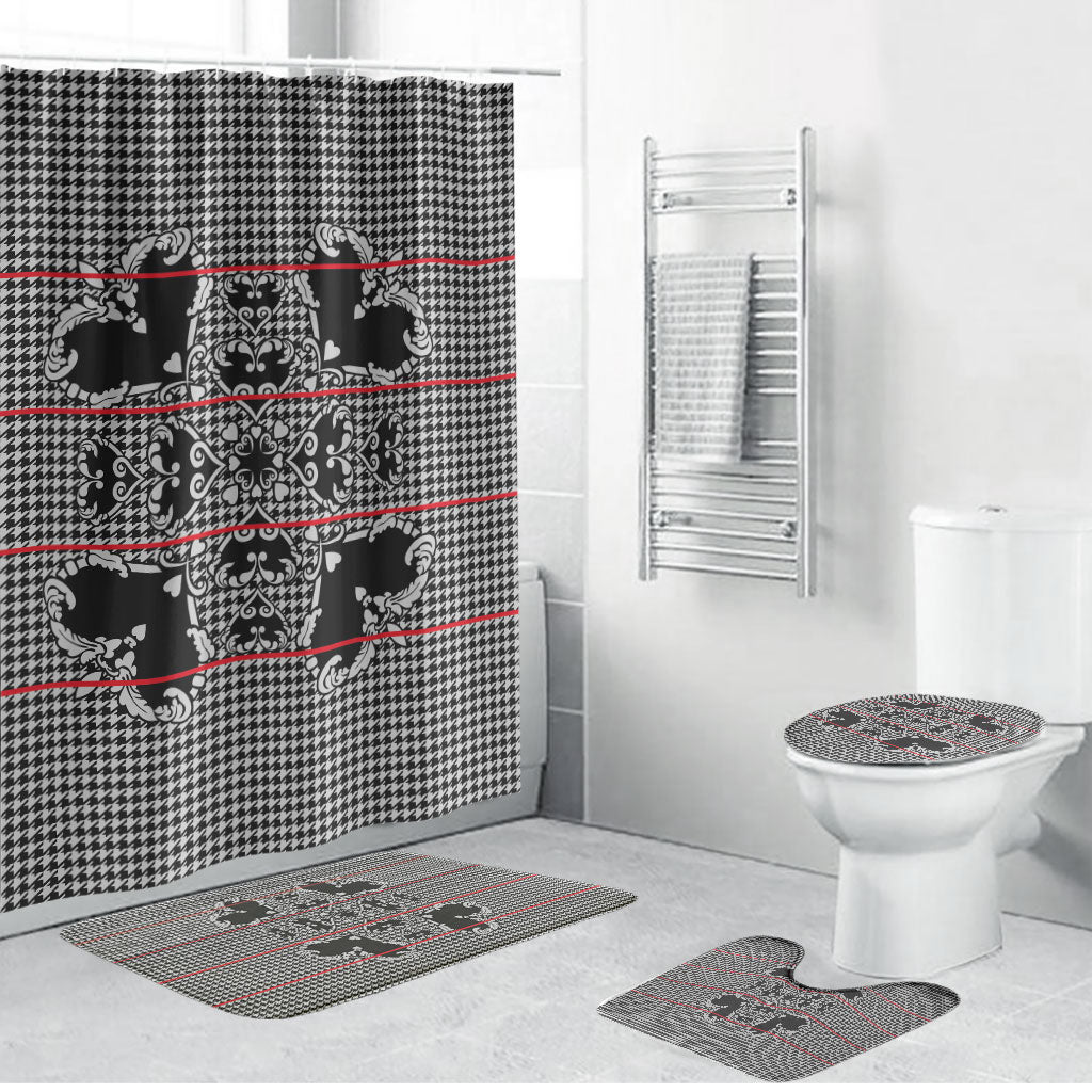 Charcoal Black Hearts Crown Traditional Geometry Bathroom Set Seanamarena Basotho Blanket Inspired