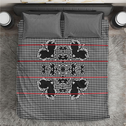 Charcoal Black Hearts Crown Traditional Geometry Bedding Set Seanamarena Basotho Blanket Inspired