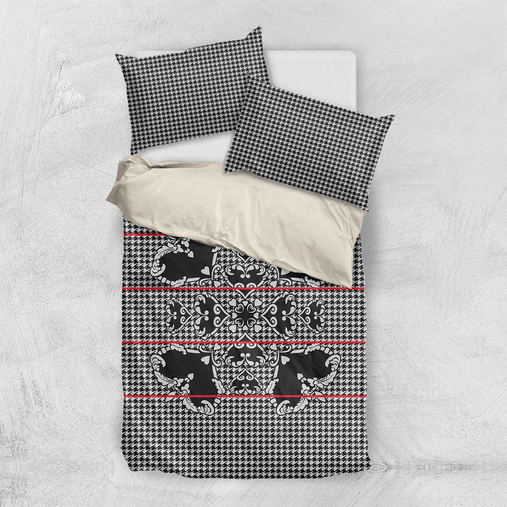 Charcoal Black Hearts Crown Traditional Geometry Bedding Set Seanamarena Basotho Blanket Inspired