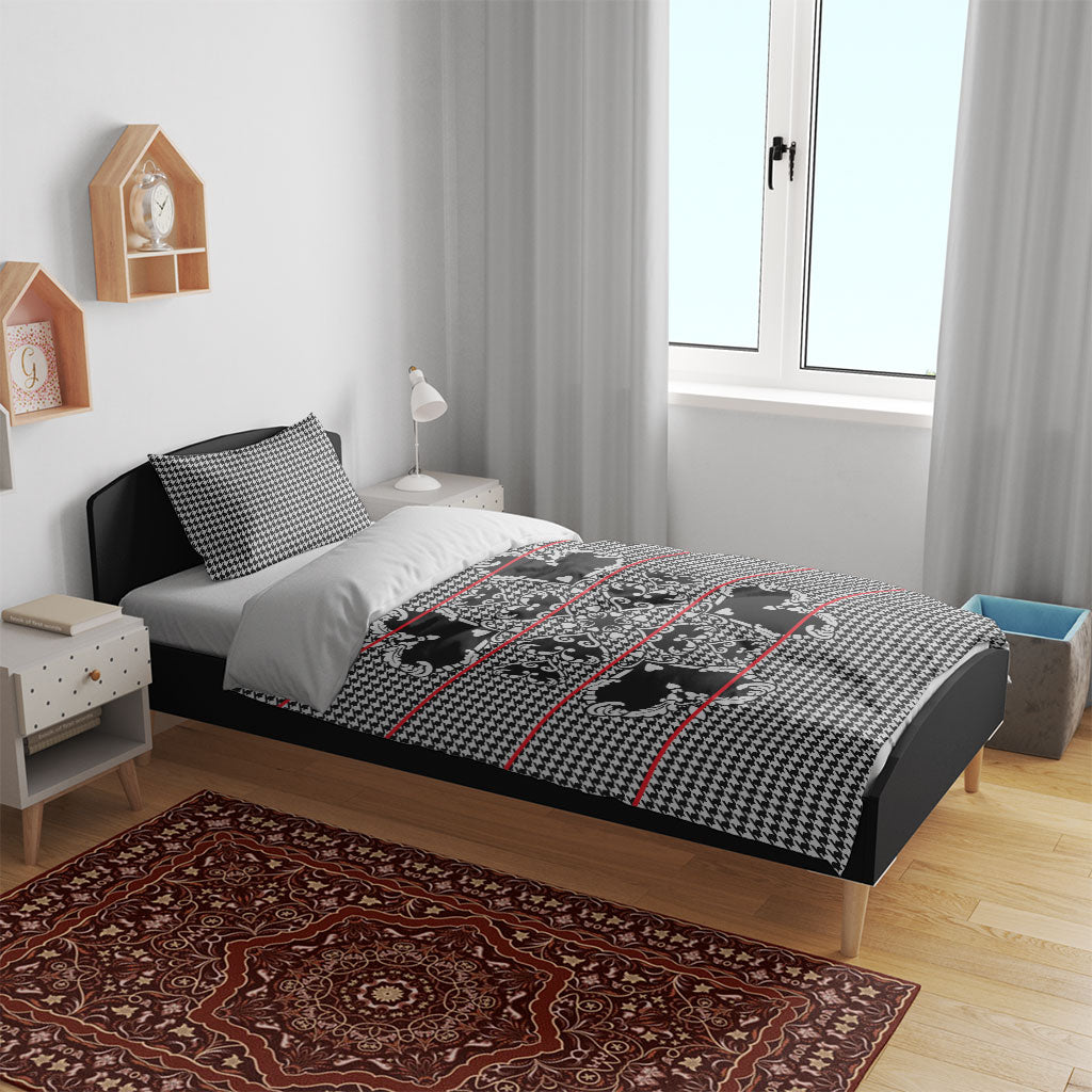 Charcoal Black Hearts Crown Traditional Geometry Bedding Set Seanamarena Basotho Blanket Inspired