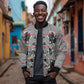 Charcoal Black Hearts Crown Traditional Geometry Bomber Jacket Seanamarena Basotho Blanket Inspired