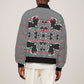 Charcoal Black Hearts Crown Traditional Geometry Bomber Jacket Seanamarena Basotho Blanket Inspired