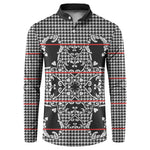 Charcoal Black Hearts Crown Traditional Geometry Button Sweatshirt Seanamarena Basotho Blanket Inspired