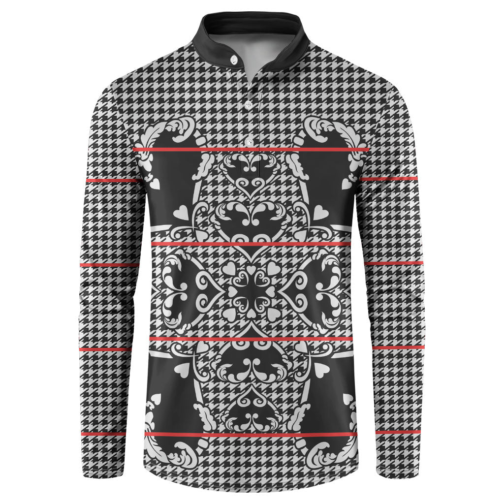 Charcoal Black Hearts Crown Traditional Geometry Button Sweatshirt Seanamarena Basotho Blanket Inspired