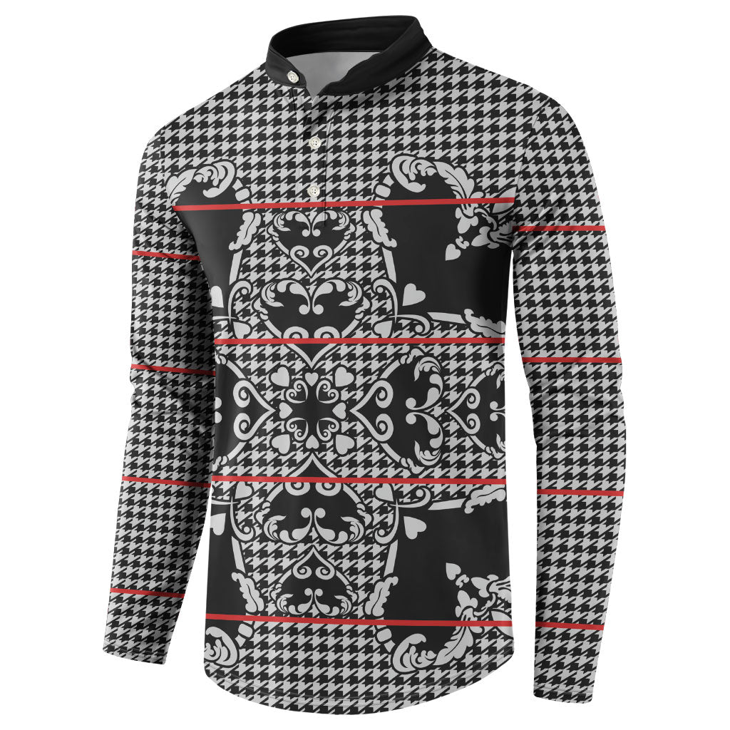 Charcoal Black Hearts Crown Traditional Geometry Button Sweatshirt Seanamarena Basotho Blanket Inspired