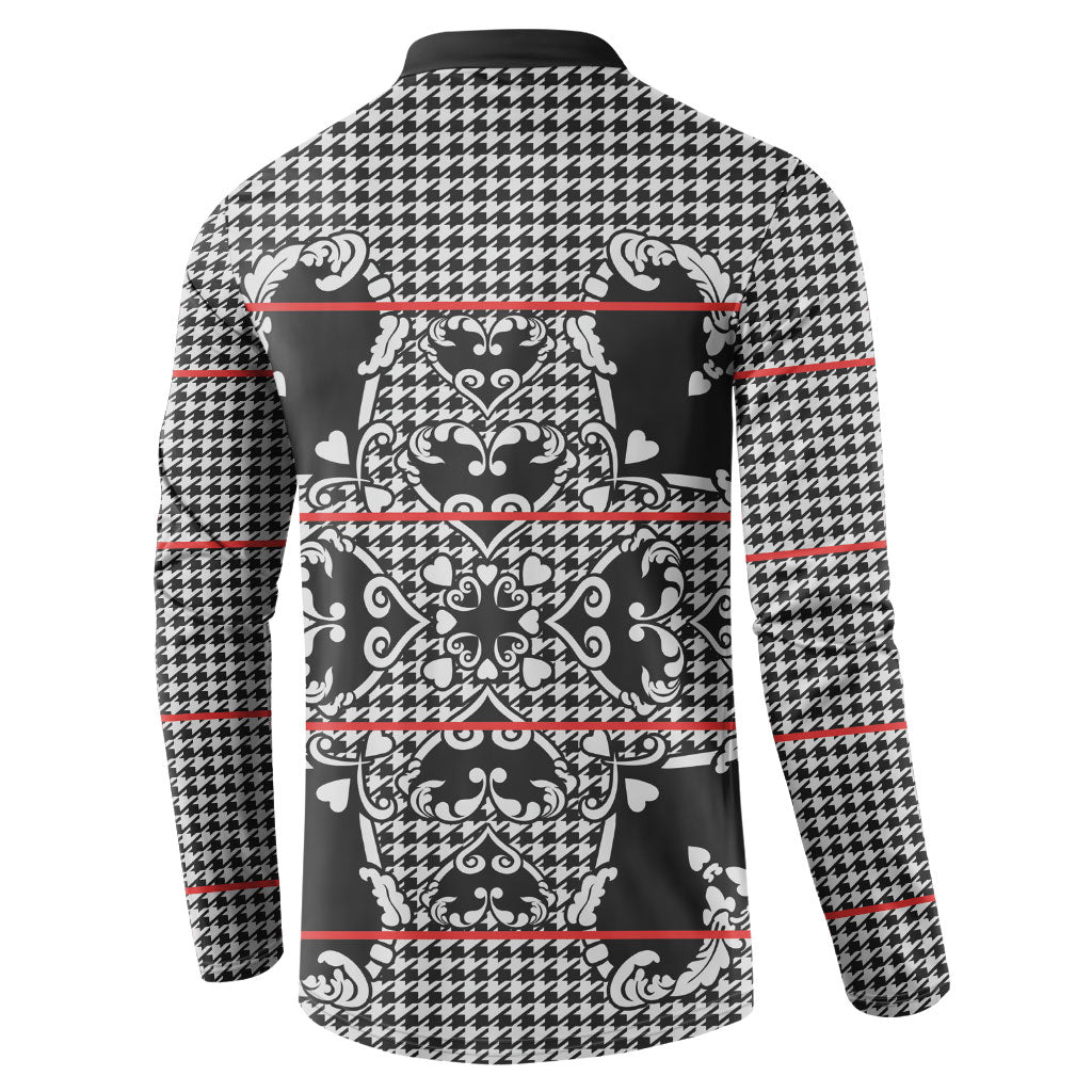 Charcoal Black Hearts Crown Traditional Geometry Button Sweatshirt Seanamarena Basotho Blanket Inspired