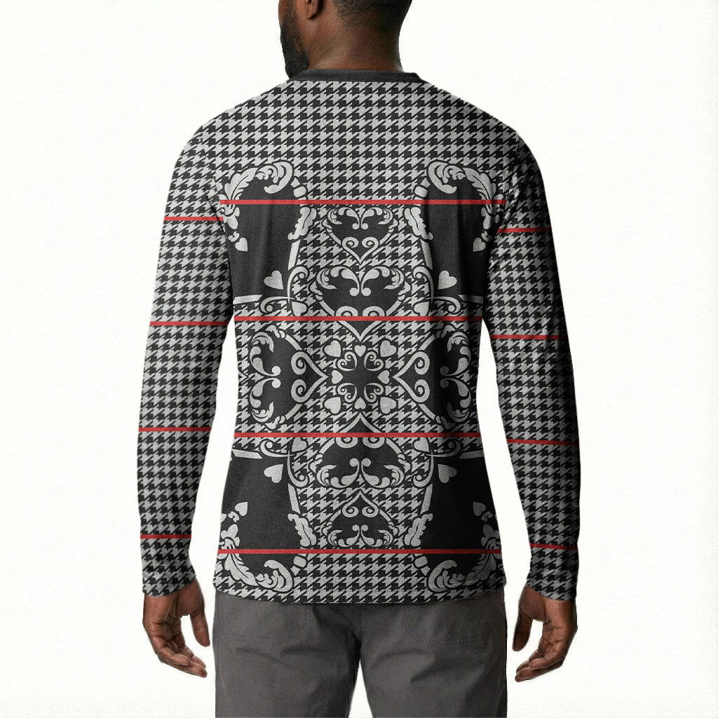 Charcoal Black Hearts Crown Traditional Geometry Button Sweatshirt Seanamarena Basotho Blanket Inspired