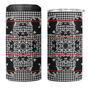 Charcoal Black Hearts Crown Traditional Geometry 4 in 1 Can Cooler Tumbler Seanamarena Basotho Blanket Inspired