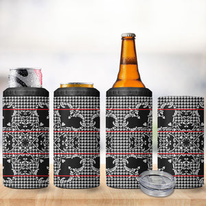 Charcoal Black Hearts Crown Traditional Geometry 4 in 1 Can Cooler Tumbler Seanamarena Basotho Blanket Inspired